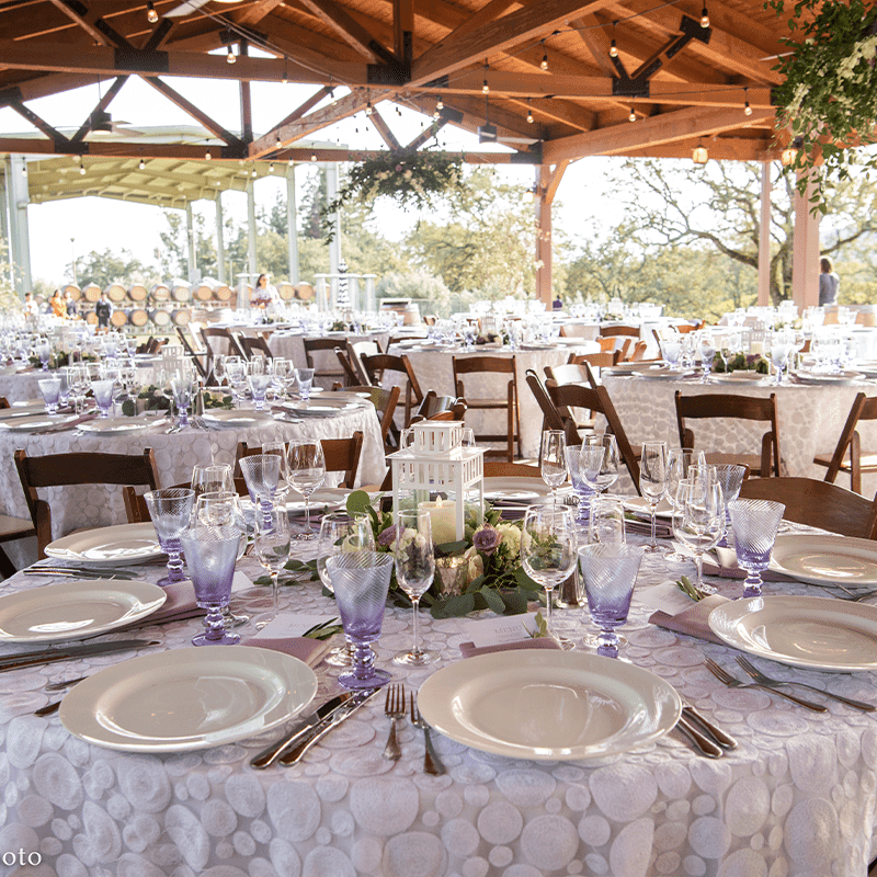 Wedding tablescape and florals at a Sonoma County winery